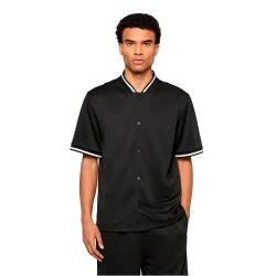 Риза с къс ръкав Urban classics Interlock Baseball short sleeve shirt - Black (Black) риза,с,къс,ръкав,дамски,ризи,мъжки,ризи,urban,classics,interlock,baseball,short,sleeve,shirt,black,(black)