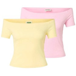 Тениска Urban classics Organic Off Shoulder short sleeve T-shirt 2 units - Multicolor (Blushed Rose / Pale Yellow) тениска,мъжки,тениски,дамски,тениски,urban,classics,organic,off,shoulder,short,sleeve,t,shirt,2,units,multicolor,(blushed,rose,pale,yellow)