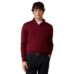 Блуза Hackett HM7000315 half zip sweater - Red (Oxblood Red) блуза,мъжки,пуловери,дамски,пуловери,hackett,hm7000315,half,zip,sweater,red,(oxblood,red)