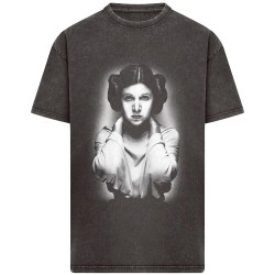тениска,мъжки,тениски,дамски,тениски,merchcode,star,wars,princess,leia,picture,acid,wash,heavy,oversize,short,sleeve,t,shirt,black,(black)