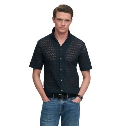 Риза с къс ръкав Superdry Knitted Texture short sleeve shirt - Blue (Navy Crochet) риза,с,къс,ръкав,дамски,ризи,мъжки,ризи,superdry,knitted,texture,short,sleeve,shirt,blue,(navy,crochet)
