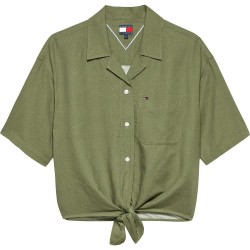 риза,с,къс,ръкав,дамски,ризи,мъжки,ризи,tommy,jeans,dw0dw22210,linen,short,sleeve,shirt,green,(bay,leaf)