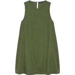Рокля Tommy jeans DW0DW22343 Linen sleeveless short dress - Green (Bay Leaf) рокля,дамски,поли,и,рокли,tommy,jeans,dw0dw22343,linen,sleeveless,short,dress,green,(bay,leaf)