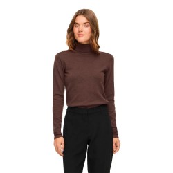 блуза,мъжки,пуловери,дамски,пуловери,vila,malu,high,neck,sweater,brown,(coffee,bean,detail,melange)