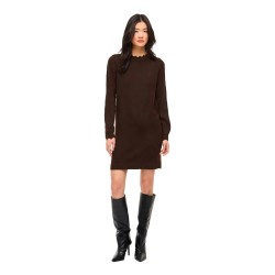 рокля,дамски,поли,и,рокли,vila,nikolina,long,sleeve,short,dress,brown,(coffee,bean,detail,melange)