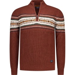 Блуза Nza new zealand 26KN405 half zip sweater - Red (Burnt Red Melange) блуза,мъжки,пуловери,дамски,пуловери,nza,new,zealand,26kn405,half,zip,sweater,red,(burnt,red,melange)