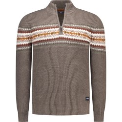 Блуза Nza new zealand 26KN405 half zip sweater - Brown (Grey Brown Melange) блуза,мъжки,пуловери,дамски,пуловери,nza,new,zealand,26kn405,half,zip,sweater,brown,(grey,brown,melange)