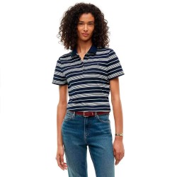 Блуза с яка Tommy hilfiger 1985 Slim short sleeve polo - Blue (Broken Stripe Dark Blue / Ivory) блуза,с,яка,дамски,блузи,с,яка,мъжки,блузи,с,яка,tommy,hilfiger,1985,slim,short,sleeve,polo,blue,(broken,stripe,dark,blue,ivory)