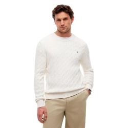 Блуза Tommy hilfiger Classic Cable sweater - White (Ivory Petal / Carbon Navy) блуза,мъжки,пуловери,дамски,пуловери,tommy,hilfiger,classic,cable,sweater,white,(ivory,petal,carbon,navy)