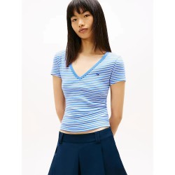 Тениска Tommy hilfiger DW0DW17385 short sleeve v neck T-shirt - Blue (Empire Blue / Stripe) тениска,мъжки,тениски,дамски,тениски,tommy,hilfiger,dw0dw17385,short,sleeve,v,neck,t,shirt,blue,(empire,blue,stripe)