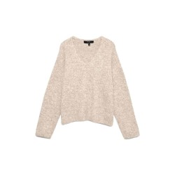 Блуза Vero moda Berry v neck sweater - Beige (Birch / Detail 058) блуза,мъжки,пуловери,дамски,пуловери,vero,moda,berry,v,neck,sweater,beige,(birch,detail,058)