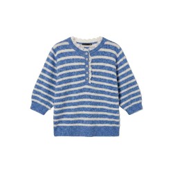 блуза,мъжки,пуловери,дамски,пуловери,vero,moda,doffy,lace,henley,sweater,blue,(surf,the,web,stripes,birch,snow,white,lace)