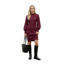 рокля,дамски,поли,и,рокли,vero,moda,harper,long,sleeve,short,dress,red,(windsor,wine)