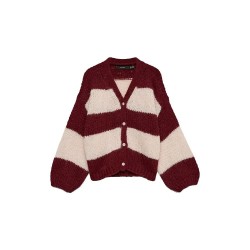 Жилетка Vero moda Maybe cardigan - Red (Windsor Wine / Stripes Oatmeal) жилетка,мъжки,пуловери,дамски,пуловери,vero,moda,maybe,cardigan,red,(windsor,wine,stripes,oatmeal)