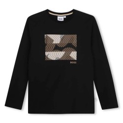 Тениска BOSS J53406 long sleeve T-shirt - Black (Black) тениска,мъжки,тениски,дамски,тениски,boss,j53406,long,sleeve,t,shirt,black,(black)