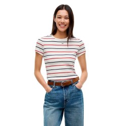 тениска,мъжки,тениски,дамски,тениски,tommy,jeans,dw0dw17383,short,sleeve,t,shirt,white,(ecru,multi,stripe)
