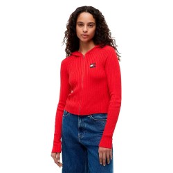 Блуза Tommy jeans DW0DW20974 full zip sweater - Red (Amaryllis Red) блуза,мъжки,пуловери,дамски,пуловери,tommy,jeans,dw0dw20974,full,zip,sweater,red,(amaryllis,red)