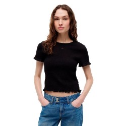 Тениска Tommy jeans DW0DW23119 short sleeve T-shirt - Black (Black) тениска,мъжки,тениски,дамски,тениски,tommy,jeans,dw0dw23119,short,sleeve,t,shirt,black,(black)