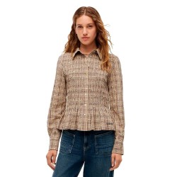 Карирана риза Tommy jeans DW0DW23337 long sleeve shirt - Brown (Beige Yellow Check) карирана,риза,дамски,ризи,мъжки,ризи,tommy,jeans,dw0dw23337,long,sleeve,shirt,brown,(beige,yellow,check)