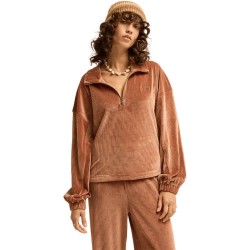 Блуза Billabong Coffee Time half zip sweatshirt - Brown (Brownstone) блуза,дамски,блузи,billabong,coffee,time,half,zip,sweatshirt,brown,(brownstone)