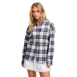 Карирана риза Superdry Check Flannel Relaxed long sleeve shirt - Blue (Eclipse Navy Check) карирана,риза,дамски,ризи,мъжки,ризи,superdry,check,flannel,relaxed,long,sleeve,shirt,blue,(eclipse,navy,check)