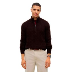 Блуза Tommy hilfiger MW0MW40443 half zip sweater - Brown (Chocolate) блуза,мъжки,пуловери,дамски,пуловери,tommy,hilfiger,mw0mw40443,half,zip,sweater,brown,(chocolate)