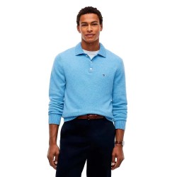 Tommy hilfiger MW0MW44785 long sleeve polo - Blue (Sky Blue Heather) дамски,блузи,с,яка,мъжки,блузи,с,яка,tommy,hilfiger,mw0mw44785,long,sleeve,polo,blue,(sky,blue,heather)