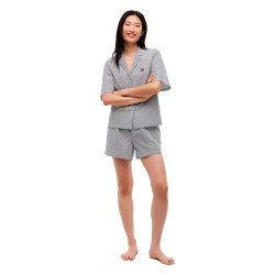 Пижама Tommy hilfiger UW0UW06607 short sleeve pyjama - Grey (Ithaca Stripe Navy Blue) пижама,дамски,пижами,tommy,hilfiger,uw0uw06607,short,sleeve,pyjama,grey,(ithaca,stripe,navy,blue)