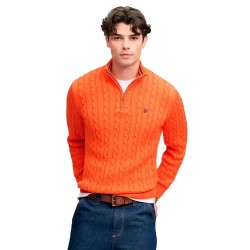 блуза,мъжки,пуловери,дамски,пуловери,superdry,preppy,cotton,cable,half,zip,sweater,orange,(bold,orange)
