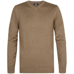 блуза,мъжки,пуловери,дамски,пуловери,petrol,industries,m,ros,kwv200,v,neck,sweater,brown,(oak)