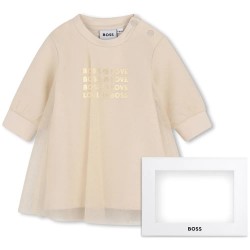 Рокля BOSS J53330 long sleeve dress - Beige (New Beige) рокля,дамски,поли,и,рокли,boss,j53330,long,sleeve,dress,beige,(new,beige)