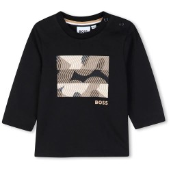 Тениска BOSS J53502 long sleeve T-shirt - Black (Black) тениска,мъжки,тениски,дамски,тениски,boss,j53502,long,sleeve,t,shirt,black,(black)