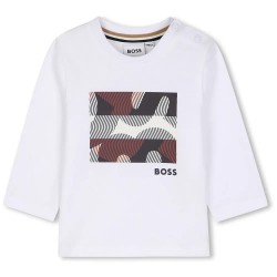 Тениска BOSS J53502 long sleeve T-shirt - White (White) тениска,мъжки,тениски,дамски,тениски,boss,j53502,long,sleeve,t,shirt,white,(white)