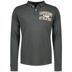Superdry Vintage Athletic long sleeve polo refurbished - Grey (Dark Shadow Grey) дамски,блузи,с,яка,мъжки,блузи,с,яка,superdry,vintage,athletic,long,sleeve,polo,refurbished,grey,(dark,shadow,grey)