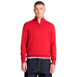 Блуза Timberland Williams River Cotton 1/4 Zip sweater - Red (Rhythmic Red) блуза,мъжки,пуловери,дамски,пуловери,timberland,williams,river,cotton,1,4,zip,sweater,red,(rhythmic,red)