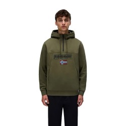 Суичър Napapijri Burgee 2.0 hoodie - Green (Olive Night) суичър,мъжки,пуловери,napapijri,burgee,2.0,hoodie,green,(olive,night)
