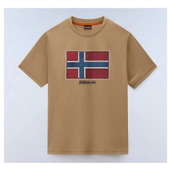 Тениска Napapijri Flag Tiki short sleeve T-shirt - Brown (Petrifiedoak) тениска,мъжки,тениски,дамски,тениски,napapijri,flag,tiki,short,sleeve,t,shirt,brown,(petrifiedoak)