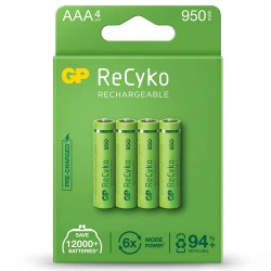 батерии,gp,batteries,lr03,recyko,4und,rechargeable,battery,4,units,green,(green,white)