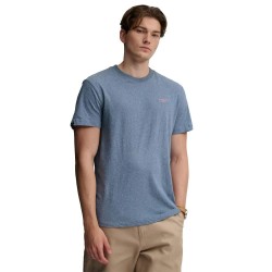 Тениска Superdry Essential Stacked Logo Embroidered short sleeve T-shirt - Blue (Bay Blue Marl / Pink) тениска,мъжки,тениски,дамски,тениски,superdry,essential,stacked,logo,embroidered,short,sleeve,t,shirt,blue,(bay,blue,marl,pink)