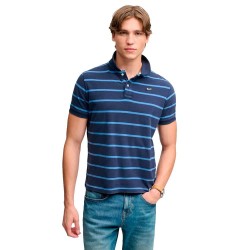 Блуза с яка Superdry Vintage Stripe short sleeve polo - Blue (Navy Blue Stripe) блуза,с,яка,дамски,блузи,с,яка,мъжки,блузи,с,яка,superdry,vintage,stripe,short,sleeve,polo,blue,(navy,blue,stripe)