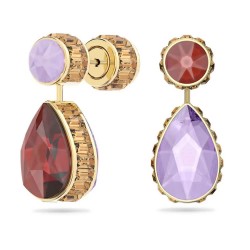 Swarovski Chroma earrings - Golden (Gold / Red / Lilac) бижутерия,swarovski,chroma,earrings,golden,(gold,red,lilac)