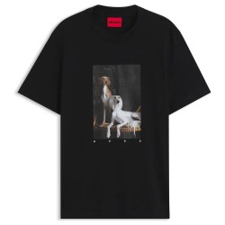 Тениска HUGO Daffilo 10258299 RED T-shirt - Black (Black) тениска,мъжки,тениски,дамски,тениски,hugo,daffilo,10258299,red,t,shirt,black,(black)