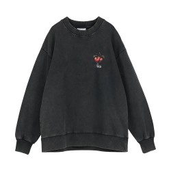 Блуза Makia Cherryheart sweatshirt - Black (Washed Black) блуза,дамски,блузи,makia,cherryheart,sweatshirt,black,(washed,black)