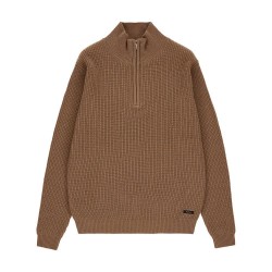 Блуза Makia Touko knit half zip sweater - Brown (Deep Camel) блуза,мъжки,пуловери,дамски,пуловери,makia,touko,knit,half,zip,sweater,brown,(deep,camel)