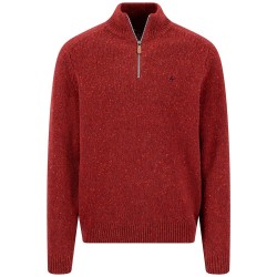 Блуза Fynch hatton 1610346 half zip sweater - Red (Brick) блуза,мъжки,пуловери,дамски,пуловери,fynch,hatton,1610346,half,zip,sweater,red,(brick)