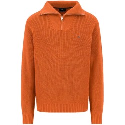 Блуза Fynch hatton 1610902 half zip sweater - Orange (Sienna) блуза,мъжки,пуловери,дамски,пуловери,fynch,hatton,1610902,half,zip,sweater,orange,(sienna)