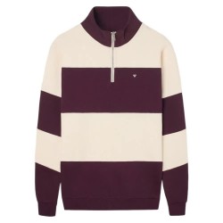 блуза,мъжки,пуловери,silbon,half,zipper,wide,stripe,half,zip,sweatshirt,purple,(burgundy)