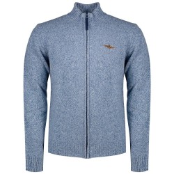 Блуза Aeronautica militare 262MA1646UL00924 full zip sweater - Blue (Mouline Blue) блуза,мъжки,пуловери,дамски,пуловери,aeronautica,militare,262ma1646ul00924,full,zip,sweater,blue,(mouline,blue)
