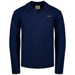 Блуза Aeronautica militare 262MA1647UL00924 v neck sweater - Blue (Cozy Blue) блуза,мъжки,пуловери,дамски,пуловери,aeronautica,militare,262ma1647ul00924,v,neck,sweater,blue,(cozy,blue)