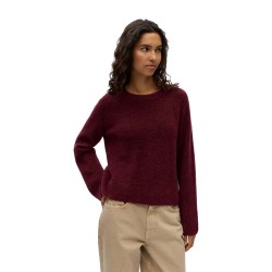 Блуза Vila Agate sweater - Red (Windsor Wine / Detail Melange) блуза,мъжки,пуловери,дамски,пуловери,vila,agate,sweater,red,(windsor,wine,detail,melange)